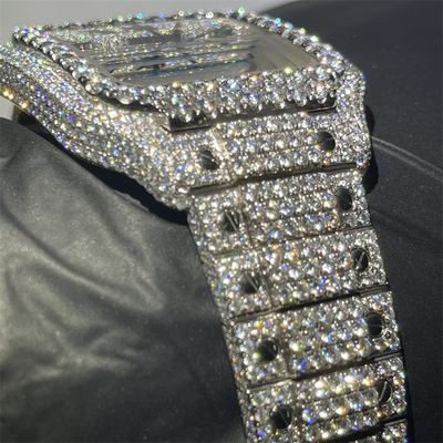 GRA Micro Setting Moissanite Watch Cuban Santos Bustdown Top Quality