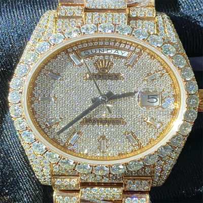 20 Carat White Bussdown  Bust Down Watch  Millionaire Conflict Free