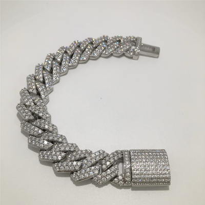 2 Row Moissanite Cuban Link Luxury Men Cuban Link 14mm Gold Plated