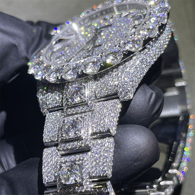 Round Brilliant Cut Moissanite Rolex Watches Bling Quartz Iced Out Men'S Watch