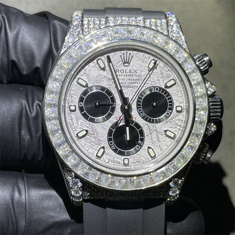 Hand Setting  Diamond Watch VVS1 Bling Iced Out Moissanite Watch