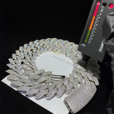 人のための注文の純銀製のMoissaniteのキューバのリンク・チェーンの宝石類のダイヤモンド